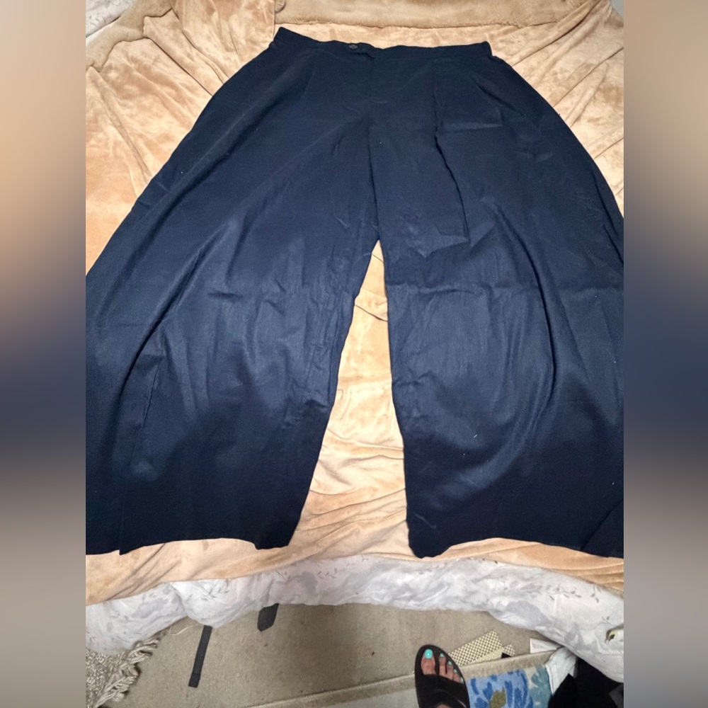 Banana Republic Dark Blue Linen Wide Leg Trousers 16P NWT
